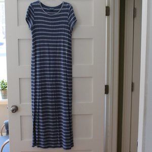 Fleur Bleue Stripe Maxi Dress Short Sleeve Womens Size Small